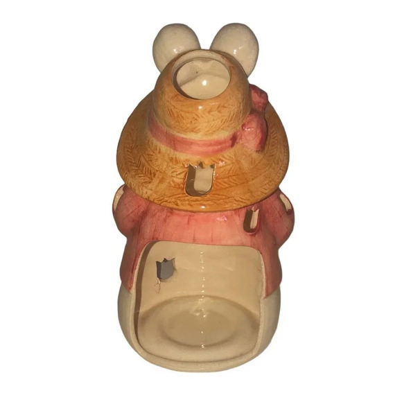 UNKNOWN EASTER BUNNY Tea Light Candle Holder Sprinkling Can Flowers Spring Ceram - Picture 5 of 6